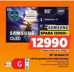 Power Samsung 55" 4K Smart TV 144 Hz gaming utan skärmrivning erbjuda