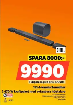 Power Jbl 11.1.4-kanals Soundbar 2 470 W kraftpaket med avtagbara högtalare erbjuda