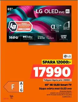 Power Lg 65" 4K OLED Smart TV Djupa svärta med OLED evo erbjuda