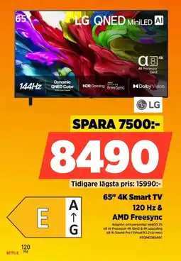 Power Lg 65" 4K Smart TV 120 Hz & AMD Freesync erbjuda