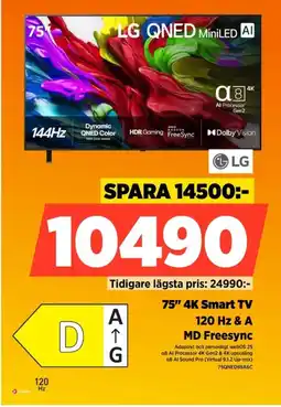 Power Lg 75" 4K Smart TV 120 Hz & A MD Freesync erbjuda