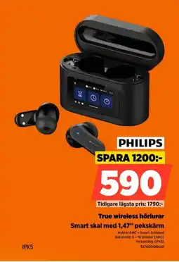 Power Philips True wireless hörlurar Smart skal med 1,47" pekskärm erbjuda