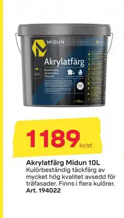 Byggmax Akrylatfärg Midun 10L erbjuda