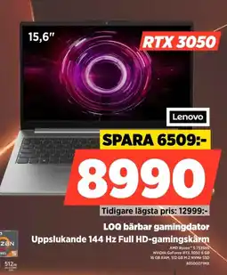Power Lenovo LOQ bärbar gamingdator Uppslukande 144 Hz Full HD-gamingskärm erbjuda