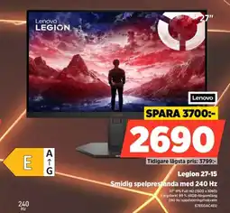 Power Lenovo Legion 27-15 Smidig spelprestanda med 240 Hz erbjuda