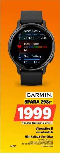 Power Garmin Vivoactive 5 smartwatch Håll koll på din hälsa erbjuda