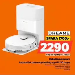 Power Dreame Robotdammsugare Automatisk dammuppsamling upp till 150 dagar erbjuda