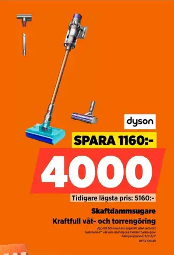 Power Dyson Skaftdammsugare Kraftfull våt- och torrengöring erbjuda
