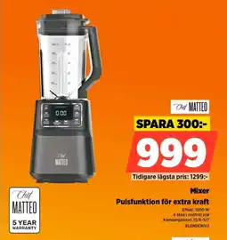 Power Chef Matteo Mixer Pulsfunktion för extra kraft erbjuda