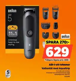 Power Braun Allt-i-ett-trimmer Vattentät med AquaGrip erbjuda