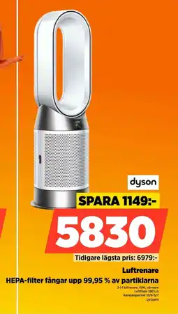 Power Dyson Luftrenare HEPA-filter fångar upp 99,95 % av partiklarna erbjuda