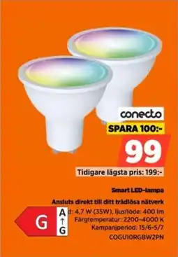 Power Conecto Smart LED-lampa Ansluts direkt till ditt trådlösa nätverk erbjuda
