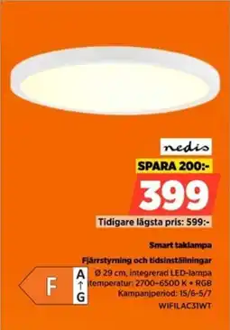 Power Nedis Smart taklampa Fjärrstyrning och tidsinställningar erbjuda