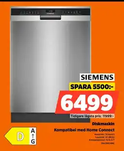 Power Siemens Diskmaskin Kompatibel med Home Connect erbjuda