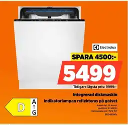 Power Electrolux Integrerad diskmaskin Indikatorlampan reflekteras på golvet erbjuda