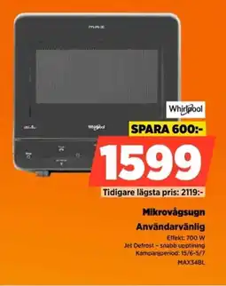 Power Whirlpool Mikrovågsugn Användarvänlig erbjuda