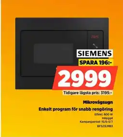 Power Siemens Mikrovågsugn Enkelt program för snabb rengöring erbjuda