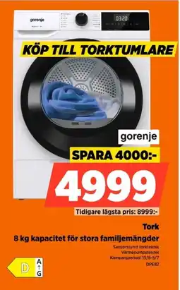 Power Gorenje Tork 8 kg kapacitet för stora familjemängder erbjuda