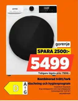 Power Gorenje Kombinerad tvätt/tork A räschning och hygienprogram erbjuda