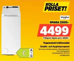 Power Whirlpool Toppmatad tvättmaskin Snabb- och hygienprogram erbjuda