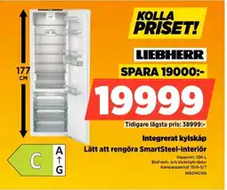 Power Liebherr Integrerat kylskåp Lätt att rengöra SmartSteel-interiör erbjuda