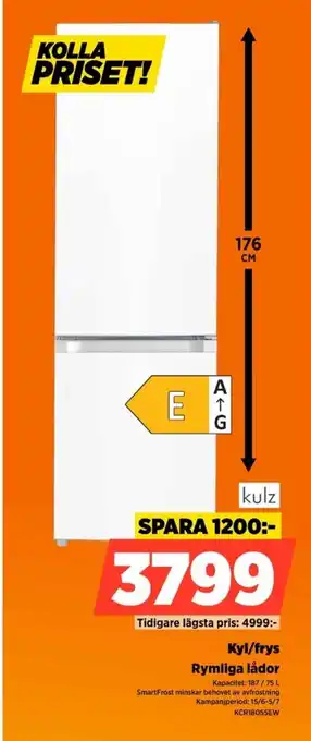 Power Kulz Kyl/frys Rymliga lådor erbjuda