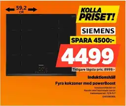 Power Siemens Induktionshäll Fyra kokzoner med powerBoost erbjuda
