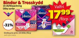 Extra Mjällby Stormarknad Bindor & Trosskydd erbjuda