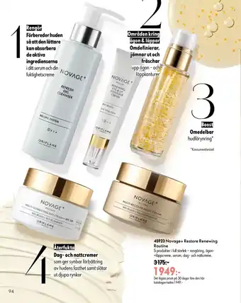 Oriflame Novage+ Restore Renewing Routine erbjuda