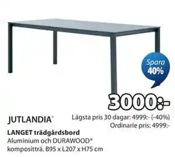 JYSK LANGET trädgårdsbord erbjuda