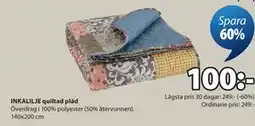 JYSK INKALILJE quiltad pläd erbjuda