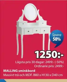 JYSK MALLING sminkbord erbjuda