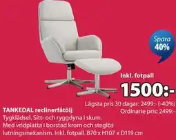 JYSK TANKEDAL reclinerfåtölj erbjuda