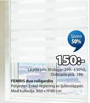 JYSK FEMRIS duo rullgardin erbjuda