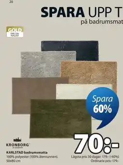 JYSK KARLSTAD badrumsmatta erbjuda