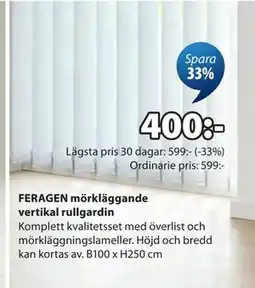 JYSK FERAGEN mörkläggande vertikal rullgardin erbjuda