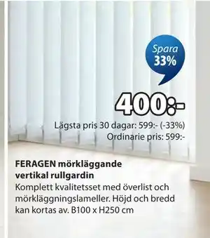 JYSK FERAGEN mörkläggande vertikal rullgardin erbjuda
