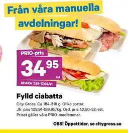City Gross Fylld ciabatta, Pris i appen erbjuda