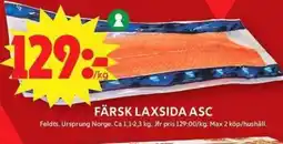 ICA Maxi Färsk laxsida asc erbjuda