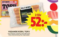 ICA Maxi Vegansk korv, tofu erbjuda