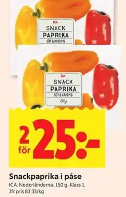 ICA Kvantum Snackpaprika i påse erbjuda