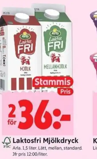 ICA Kvantum Laktosfri Mjölkdryck erbjuda