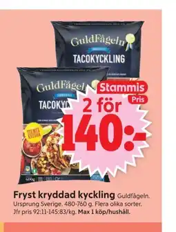 ICA Supermarket Fryst kryddad kyckling Guldfågeln. erbjuda