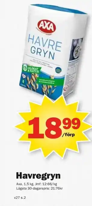 Pekås AXA Havregryn erbjuda