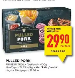 Willys PULLED PORK, Medlemspris erbjuda