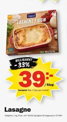 Pekås Lasagne, Medlemspris erbjuda