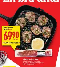 Willys Hemma FÄRSK FLÄSKFILÉ, Medlemspris erbjuda