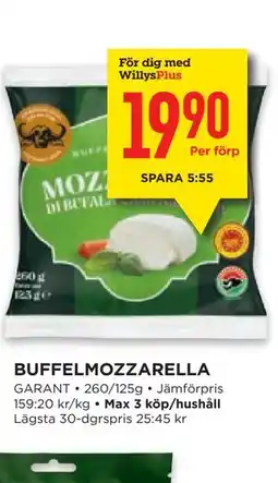 Willys BUFFELMOZZARELLA, Medlemspris erbjuda