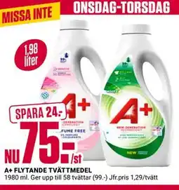 ÖoB A+ FLYTANDE TVÄTTMEDEL erbjuda