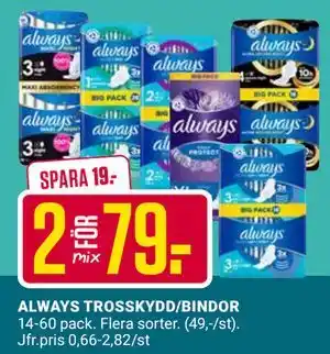 ÖoB ALWAYS TROSSKYDD/BINDOR erbjuda